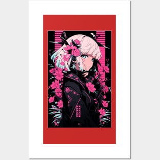 Aesthetic Anime Girl Pink Rosa Black | Quality Aesthetic Anime Design | Chibi Manga Anime Art Posters and Art